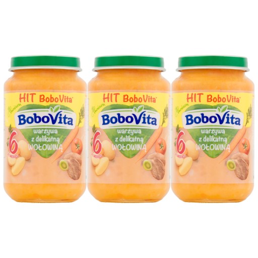 BOBOVITA Zelenina s jemným hovädzím mäsom 3x190g KD