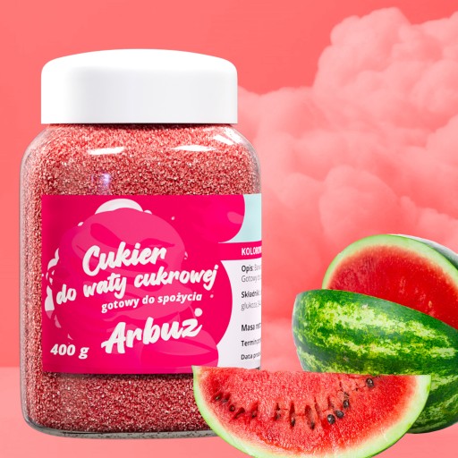 Farebný CUKOR NA PLÁVANIE CUKROVINY 400g RUŽOVÝ VODOVÝ MELÓN