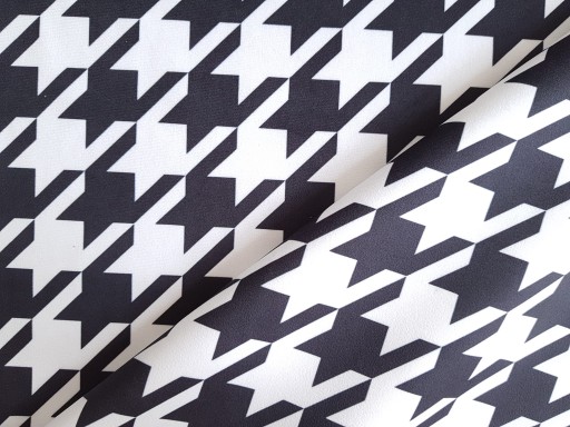 Poťahová látka velúrová potlač geometrický materiál Houndstooth čierna a biela