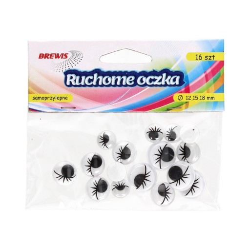 Pohyblivé oči s mihalnicami 16 ks
