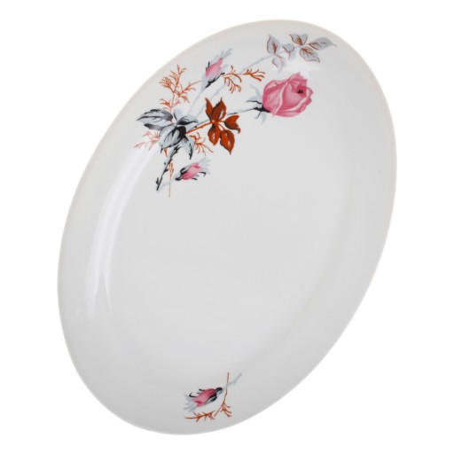 Biely porcelánový tanier s dekoráciou, 30 cm ruža KOKO 5372