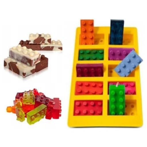 Silikónová forma na čokoládu, želé, ľad, LEGO kocky, modrá