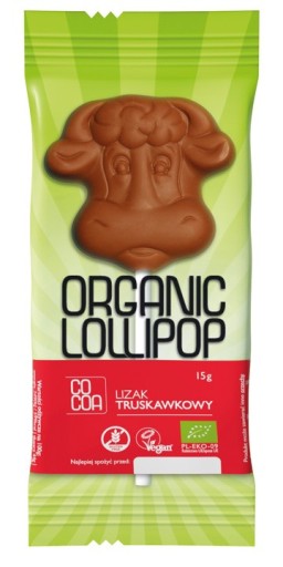 ČOKOLÁDOVÁ A JAHODOVÁ LOLLY, BEZLEPKOVÁ, BIO 15 g - KAKAOVÉ