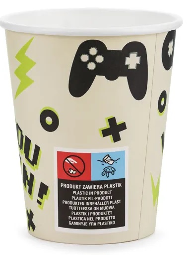Gamer Herné papierové poháre 6 kusov 220 ml Narodeninové