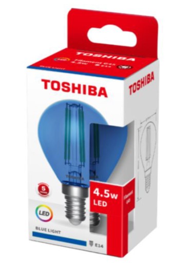 LED GUĽOVÁ žiarovka E14 4,5W modrá TOSHIBA