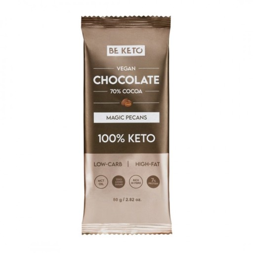 Vegánska keto čokoláda s MCT olejom - pekan - 80g - BeKeto