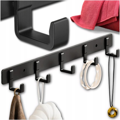 Kúpeľňový panel háčiky Vešiak Strong Black Wall Loft Závesná kúpeľňa