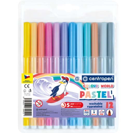 Pastelové fixky, 10 farieb, Centropen