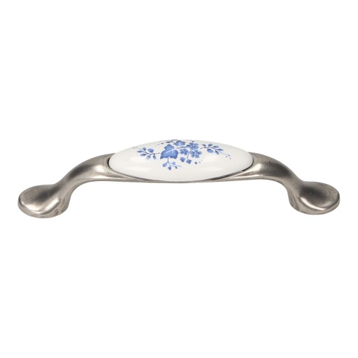 Nábytková úchytka UP19 nikel / porcelán WHT-16 96mm