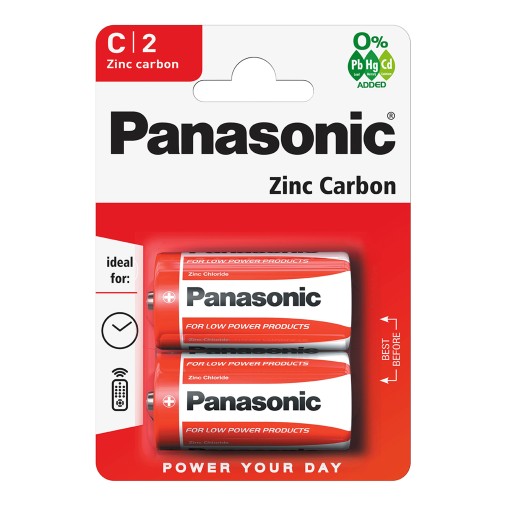 Zinkovo-uhlíkové batérie Panasonic RED 2x R14 C