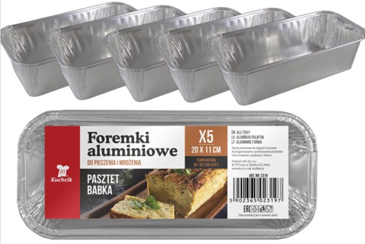 Hliníkové formy na pečenie paštéty ovocný koláč KUCHCIK 20x11cm 5 ks