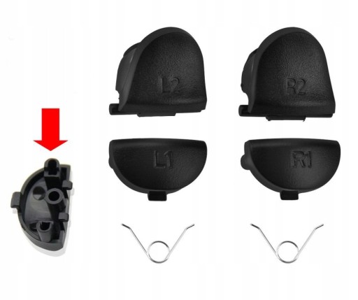 Tlačidlá spúšte IRIS LR + pružiny padu PS4 pre dosku JDM-001, čierne