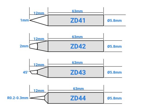 Hrot ZD44 B3-4 pre spájkovačku ZD721B 60W s dlhou životnosťou