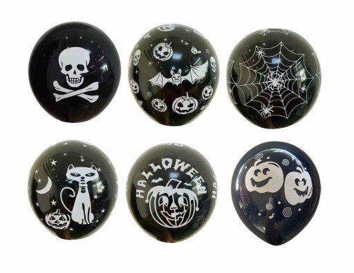 Halloweenske BALÓNY čierne s potlačou, 6 ks