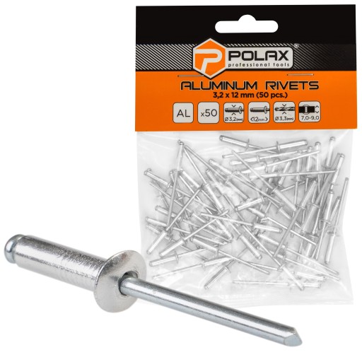 POLAX HLINÍKOVÉ SLEPÉ NITY 3,2x12MM 50KS/BAL.