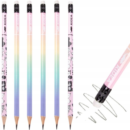 Trojuholníková školská ceruzka s gumou HB Pastel mix Kidea