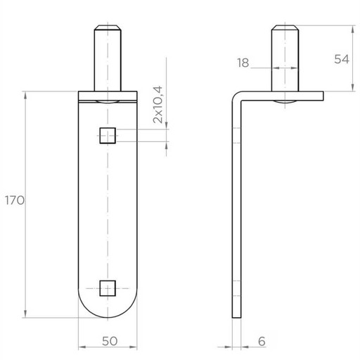 Priskrutkovaný čap k závesu remeňa, d18 x V50 x D230 mm