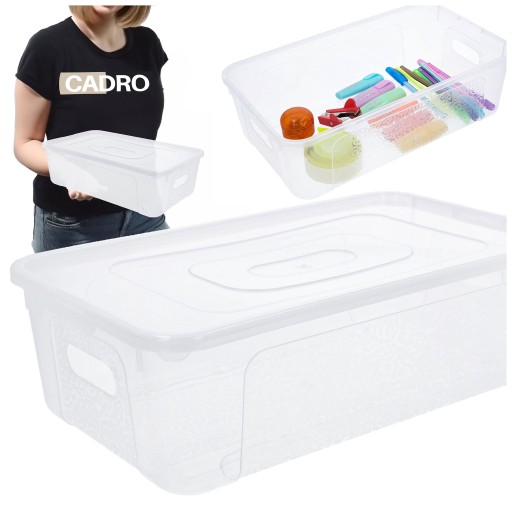 Organizér plastová nádoba s krytom, 5l priehľadný box