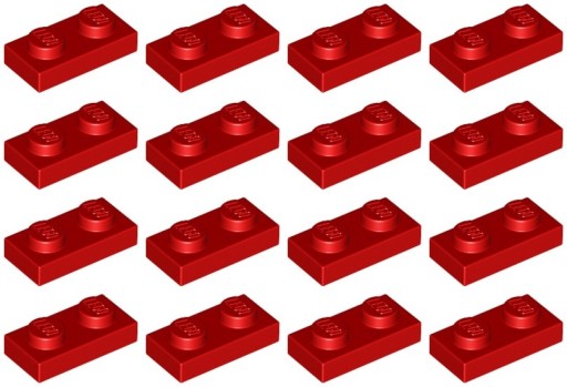 LEGO PLATE 3023 1x2 červená NOVINKA (6g) 16 ks.