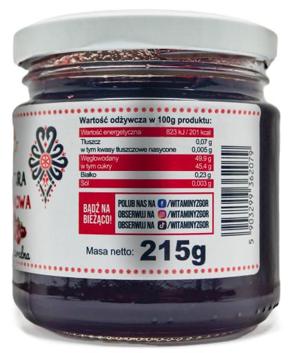 CRANBERRIES Sladkokyslý brusnicový džem Zaváraniny z Podhalia 215G