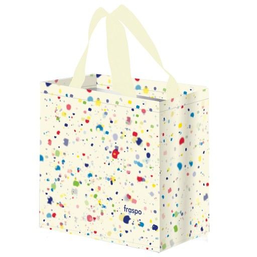 Krémová nákupná taška SPOTS z opätovne použiteľného sieťovaného materiálu 26x15x27cm
