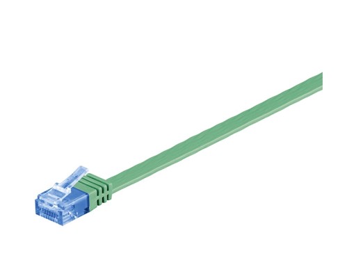 Plochý sieťový kábel, CAT6A U/UTP, zelený 1 m
