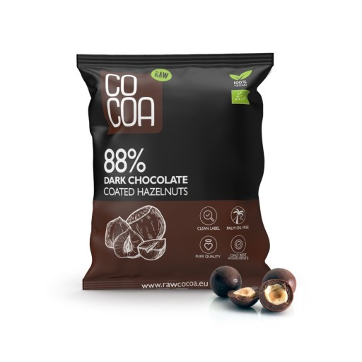 LÍSKOVÉ ORIEŠKY V HORKEJ ČOKOLÁDE 88% BIO 70 g - KAKA