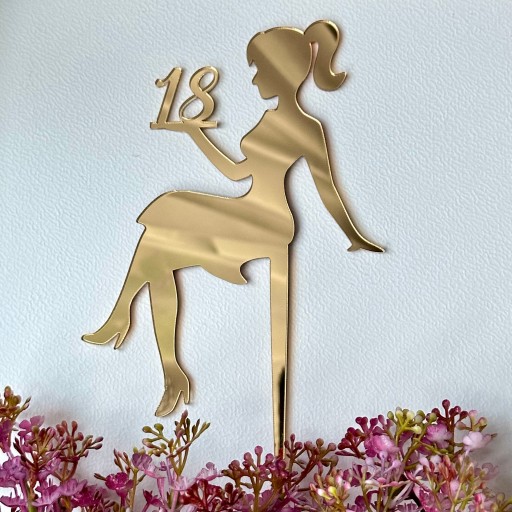 Lady girl woman ANY AGE Topper PLEXI zlaté zrkadlo