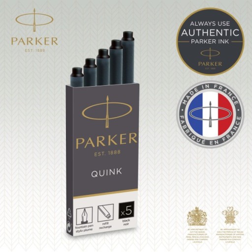 PARKER QUINK Dlhé plniace perá s čiernym atramentom 5 ks.