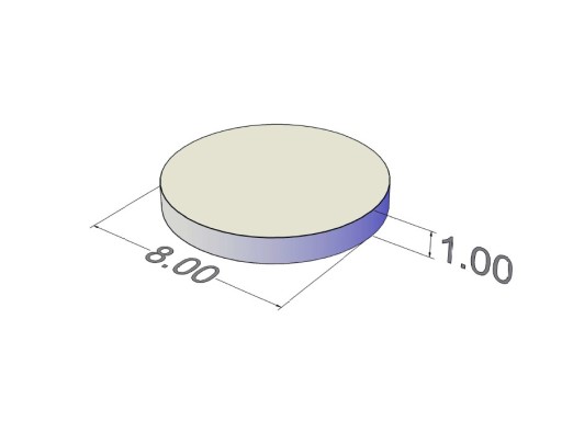 Neodymový magnet MW 8x1 N38 s lepidlom 3M 10 ks