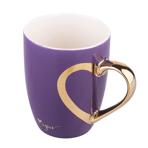 Porcelánový hrnček so zlatým srdcom, darček na Valentína, Altom Design, 300 ml