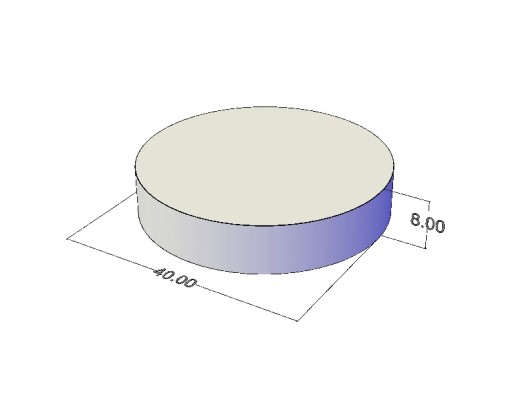 Cylindrický feritový magnet 40x8 mm F30, sada 2 kusov