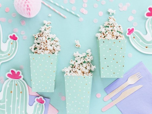 POPCORN BOXS mint KACTUS gold DOTS x6