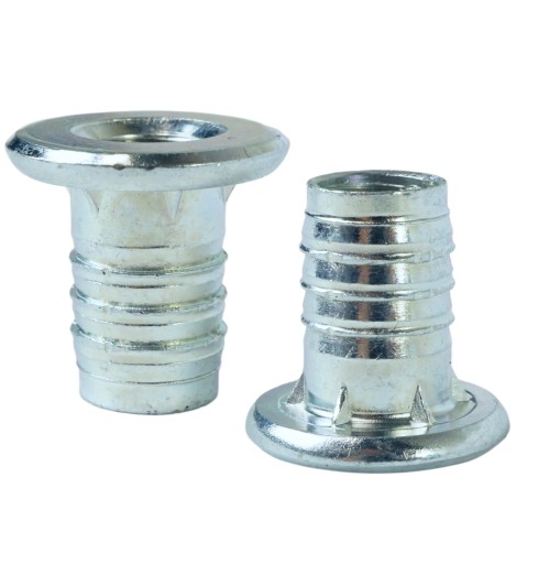 Zásuvka 10x M8 x 16 mm s límcom na prírodné drevo, biely pozink