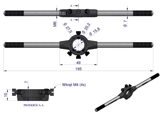 Držiak 20x7 pre ručné matrice M4,5-M6 Waryński