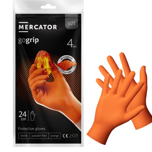 Dielenské rukavice nitrilové rukavice STRONG THICK GOGRIP ORANGE 4 ks.