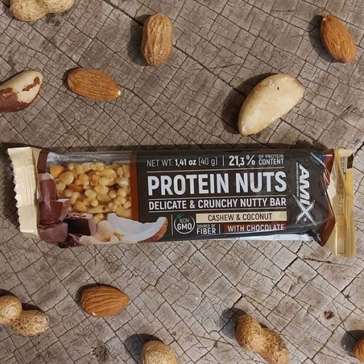 Arašidová tyčinka s proteínom - Amix Protein Nuts Crunchy Peanut - Karamel