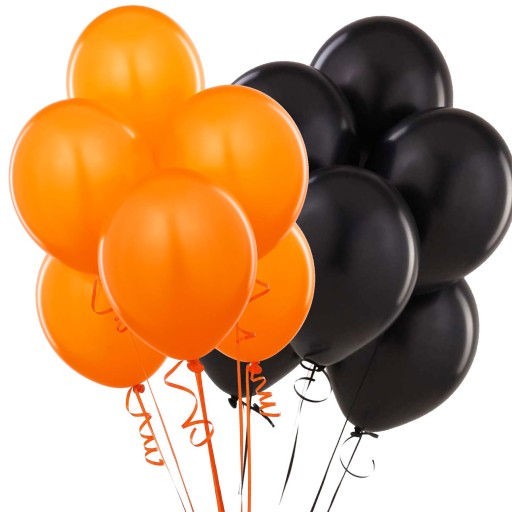 ČIERNO-ORANŽOVÉ METALICKÉ BALÓNY 12 ks Halloween