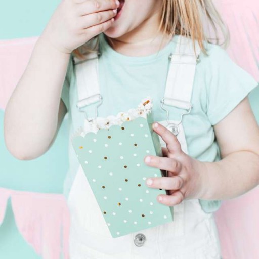 POPCORN BOXS mint KACTUS gold DOTS x6