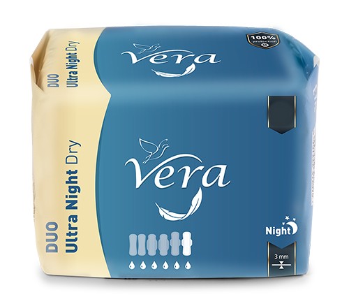 Hygienické vložky s krídelkami Ultra NIGHT Dry na noc Vera 10 kusov