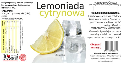 KLASICKÁ LIMONÁDA 100% s NFC šťavou 5L
