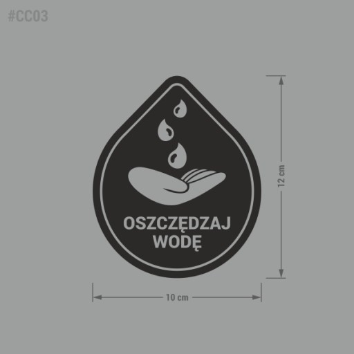Šetri vodu - čierna nálepka 10x12