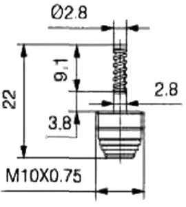 Ventilátor, servisný ventil klimatizácie, 22,1x9,8 mm
