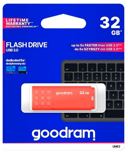 PenDrive USB 3.0 GoodRam 32 GB Flash UME3 Kapacita disku 32 GB Orange