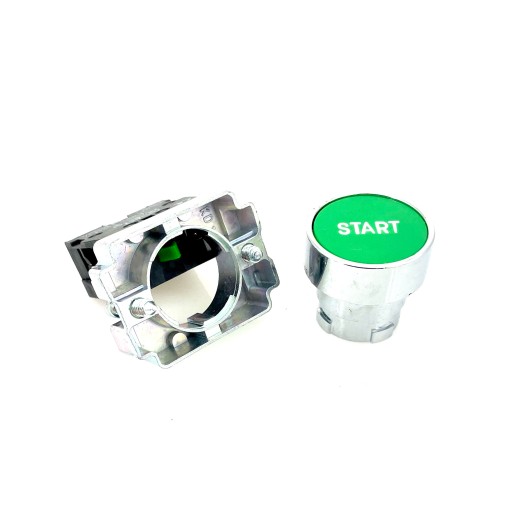 Zelené tlačidlo START, NO ovládací nápis, 22mm
