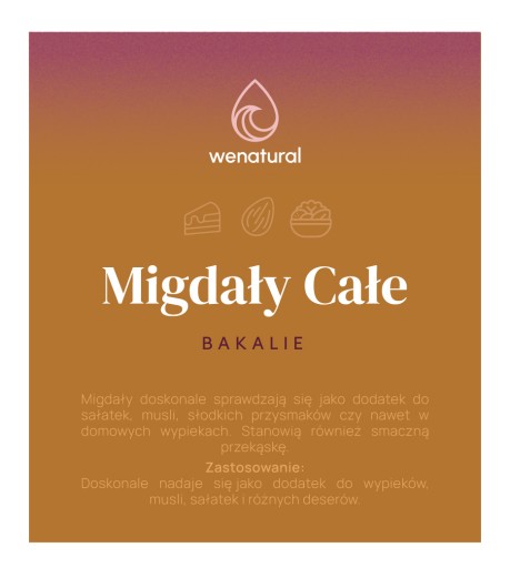 Kalifornské mandle 500g Wenatural – celé, veľké, orechy