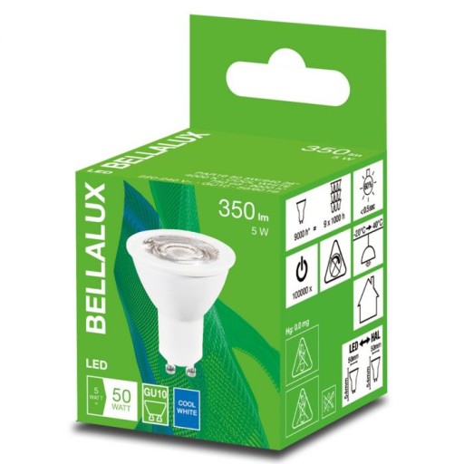 BELLALUX HALOGEN GU10 LED žiarovka 5W 50W 4000K