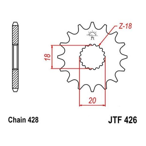 JT predné ozubené koleso 14z 428 Suzuki GN GS RM DR 125 CPI Hyosung Kreidler Sachs