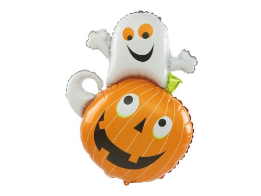 Halloweensky fóliový balón s duchom a tekvicou 80 cm