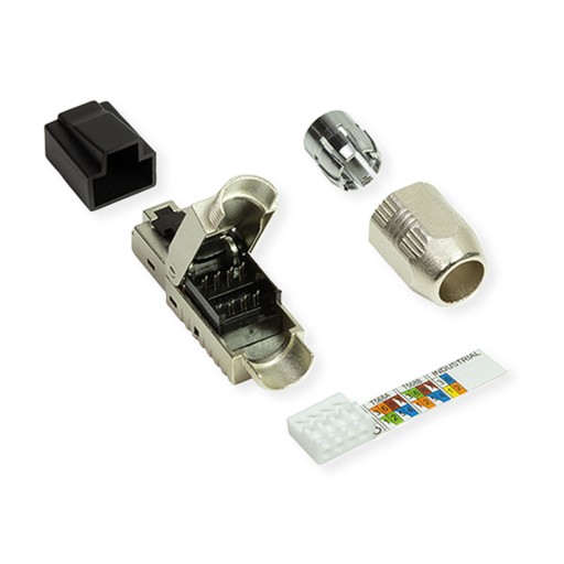 RJ-45 Cat.6A STP poľná zástrčka, strieborná